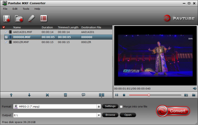 Pavtube MXF Converter screenshot