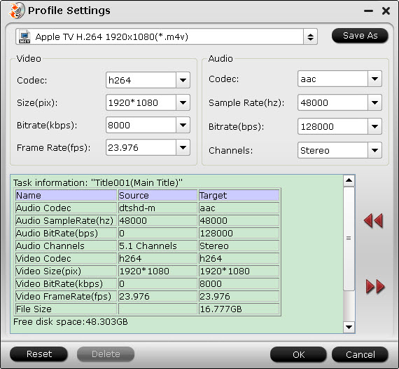 adjust blu ray output settings