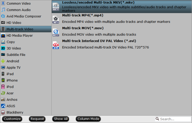 Select multi-track MKV format