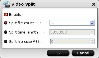 Split video file size
