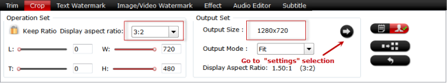 Change output video aspect ratio