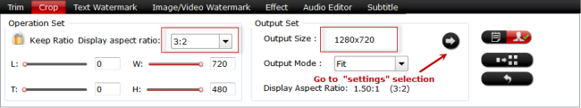 change output video aspect ratio