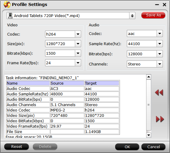 define output file format