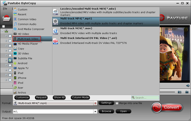 choose multitrack output format