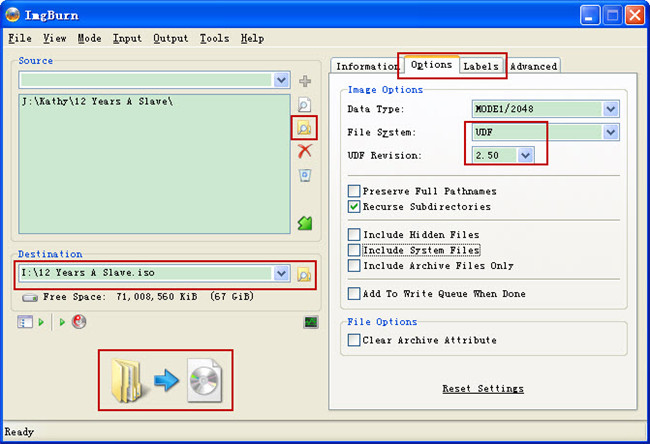 create bd iso image with imgburn