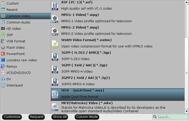 Define output file format