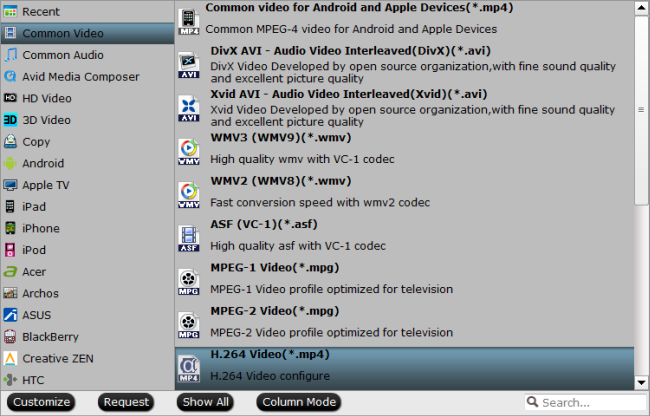 Select output file format