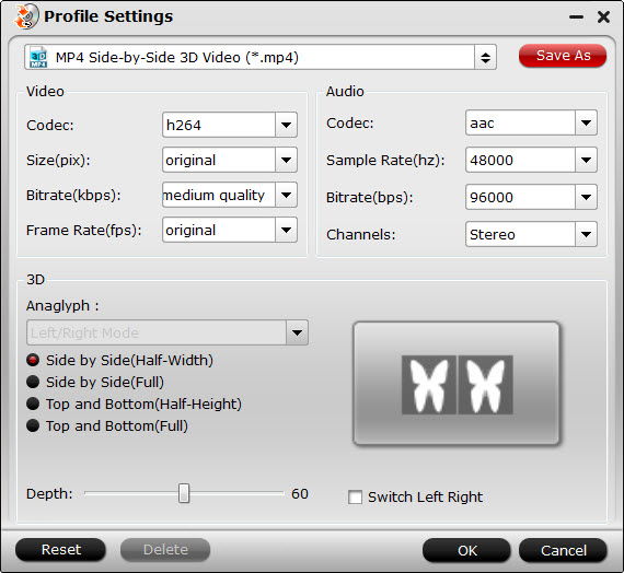 Adjust 3d profile settings