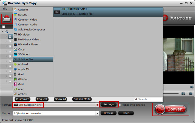 output SRT subtitle format