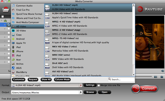 Specify output file format