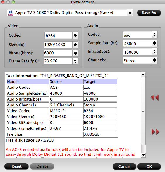 adjust output profile settings