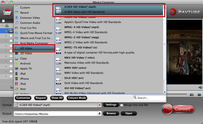 Choose output file format