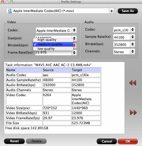 hd video converter mac profile settings