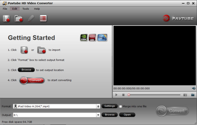 hd video converter main ui