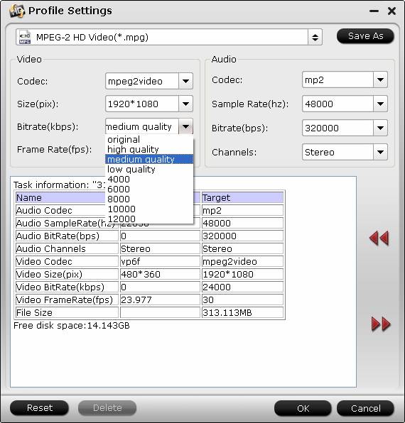 hd video converter profile settings