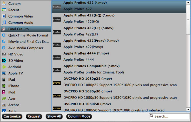 Output FCP X best editing codec