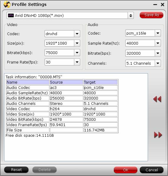 mts m2ts profile settings