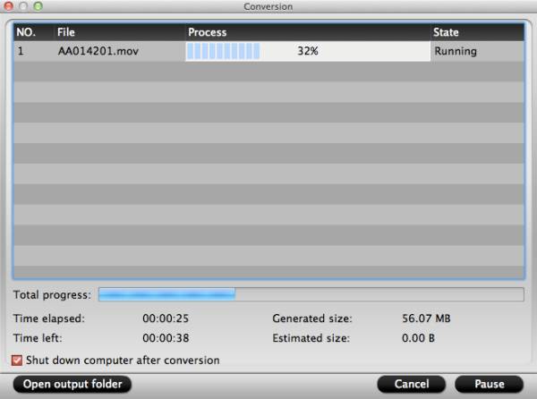 mxf converter mac start conversion