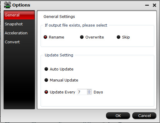 mxf general settings