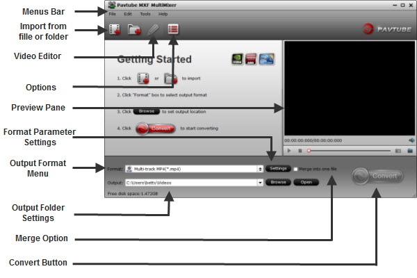 mxf multimixer main interface