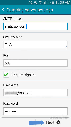 aol outgoing settings