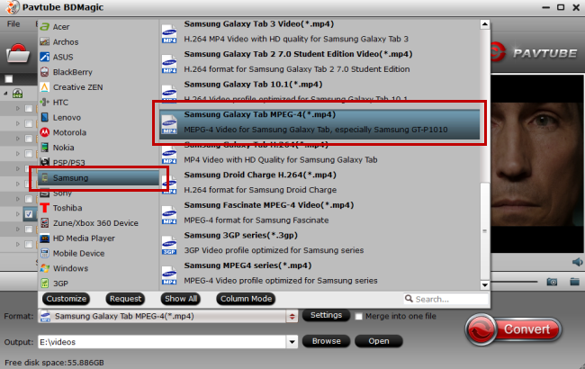 samsung galaxy tab s supported video format