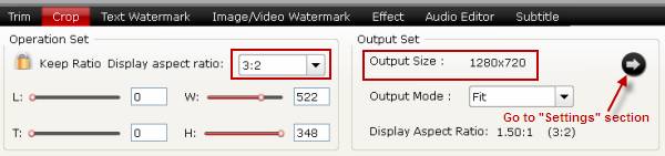 video converter crop settings