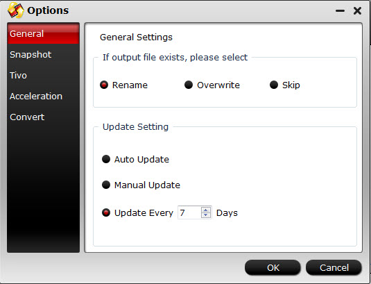 video converter general settings