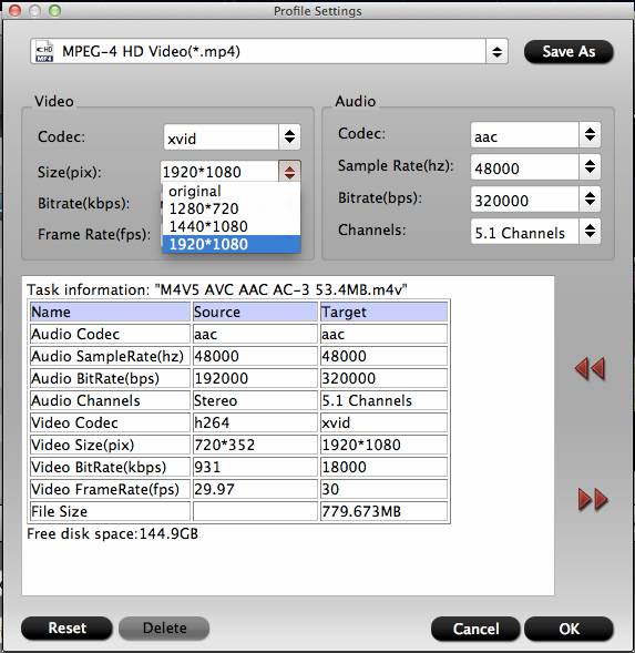 video converter mac profile settings