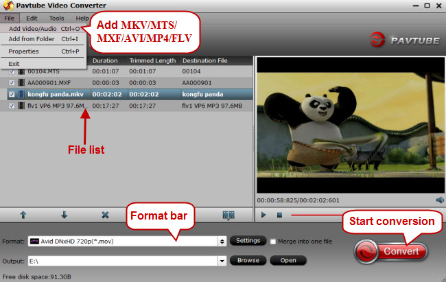 add mkv mxf avi mp4 mts flv to video converter