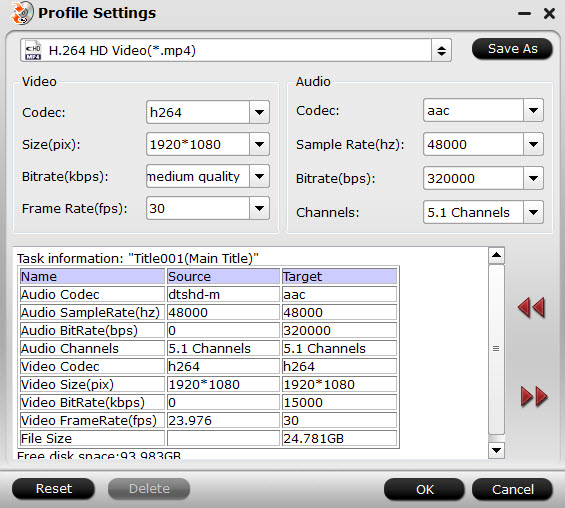 h.264 settings