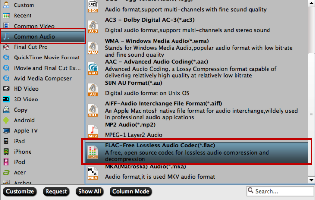 choose lossless flac audio format