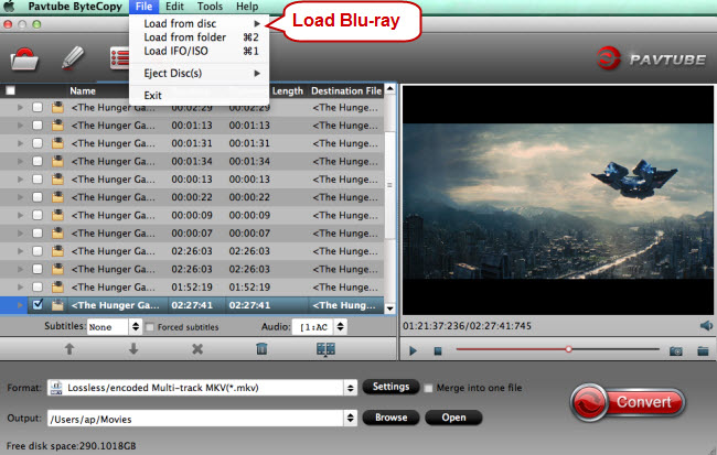 load blu-ray for conversion to lossless mkv