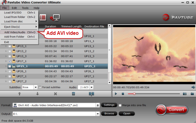 add avi video to video converter