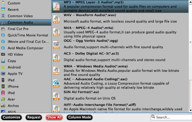 Output MP3 audio format