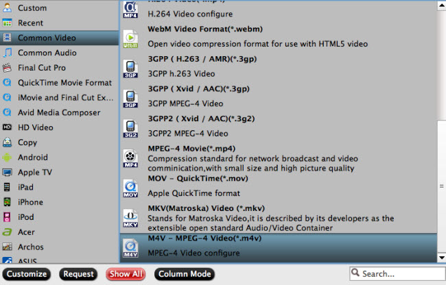 Output M4V format