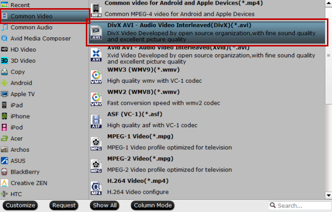 Select output profile format