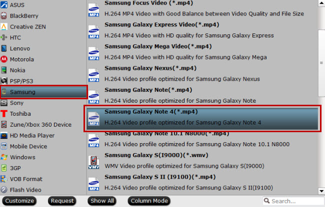 samsung galaxy note 4 supported video format