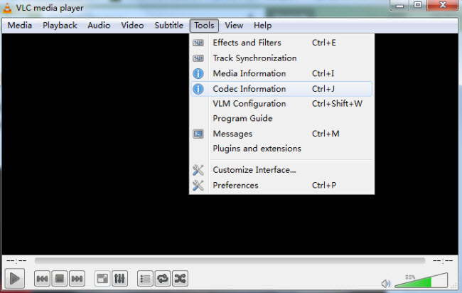 vlc codec information