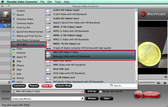 choose hd mkv as output format