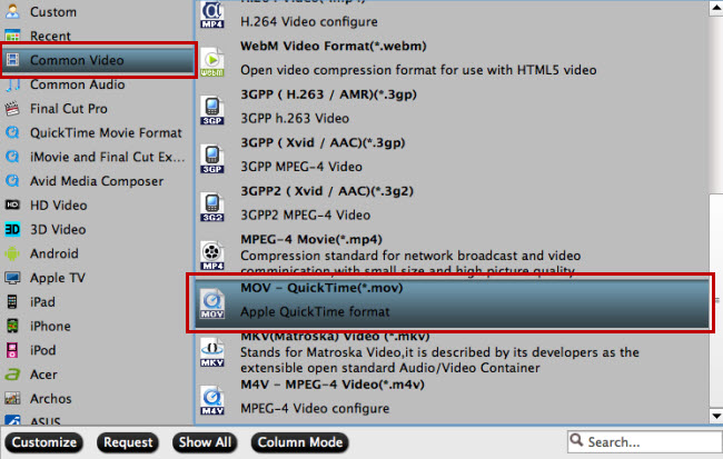 Select output file format