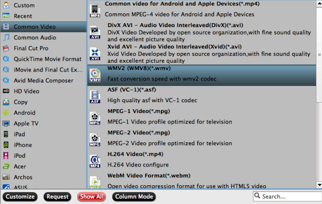 Specify output file format