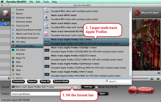 Output Multi-track Apple Prores format