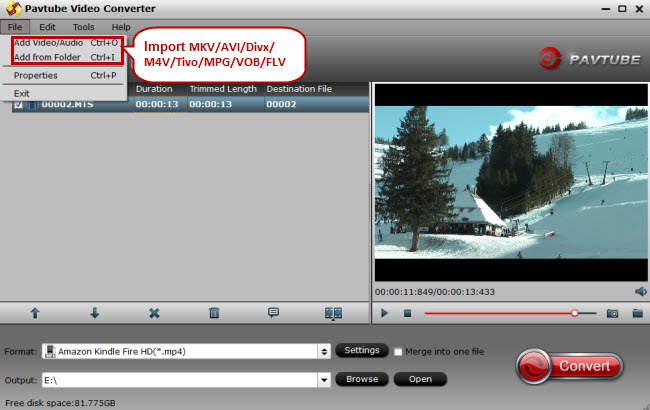 import mkv avi divx m4v tivo mpg vob flv