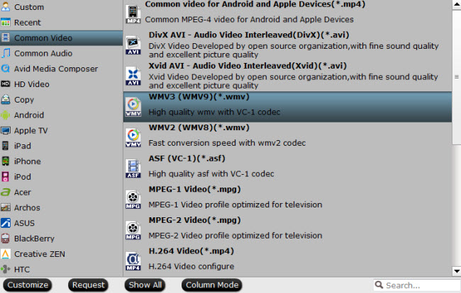 Output WMV3 format