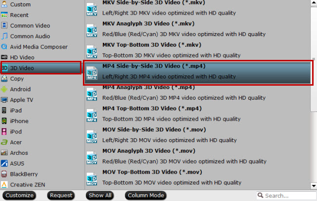 set 3D as your output format