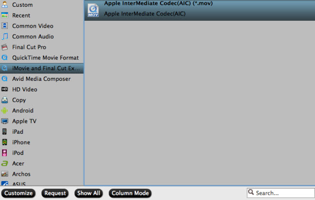 Output iMovie best favorable AIC editing codec