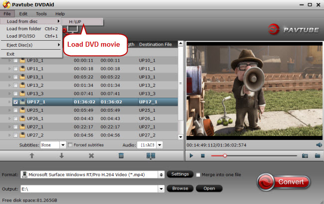 load dvd movie for conversion to surface pro 3