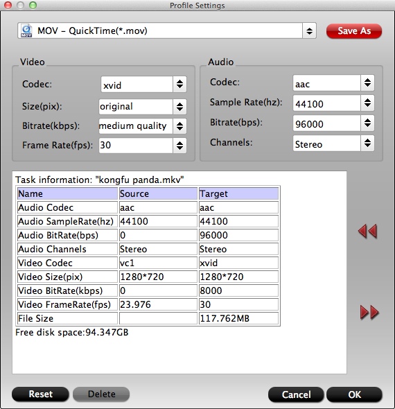 adjust profile presets in iMedia Converter