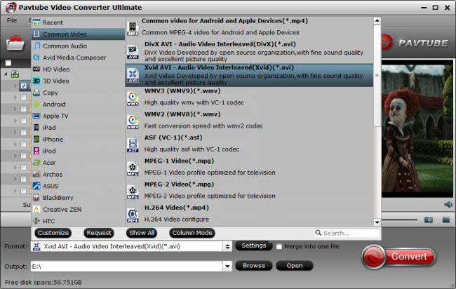 choose avi format for bup,ifo,vob conversion